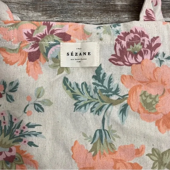 Sezane 100% Cotton Tote Bag Floral Shoulder Bag Cottagecore NWOT - Picture 3 of 8